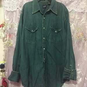 Oversized Blue Denim Button Up Shirt